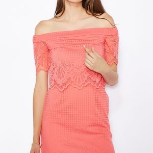 Topshop off-shoulder lace detail dress, US 6